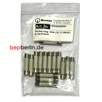Feinsicherung 16Ampe für Induktion 5kW, 7kW und 8 kW